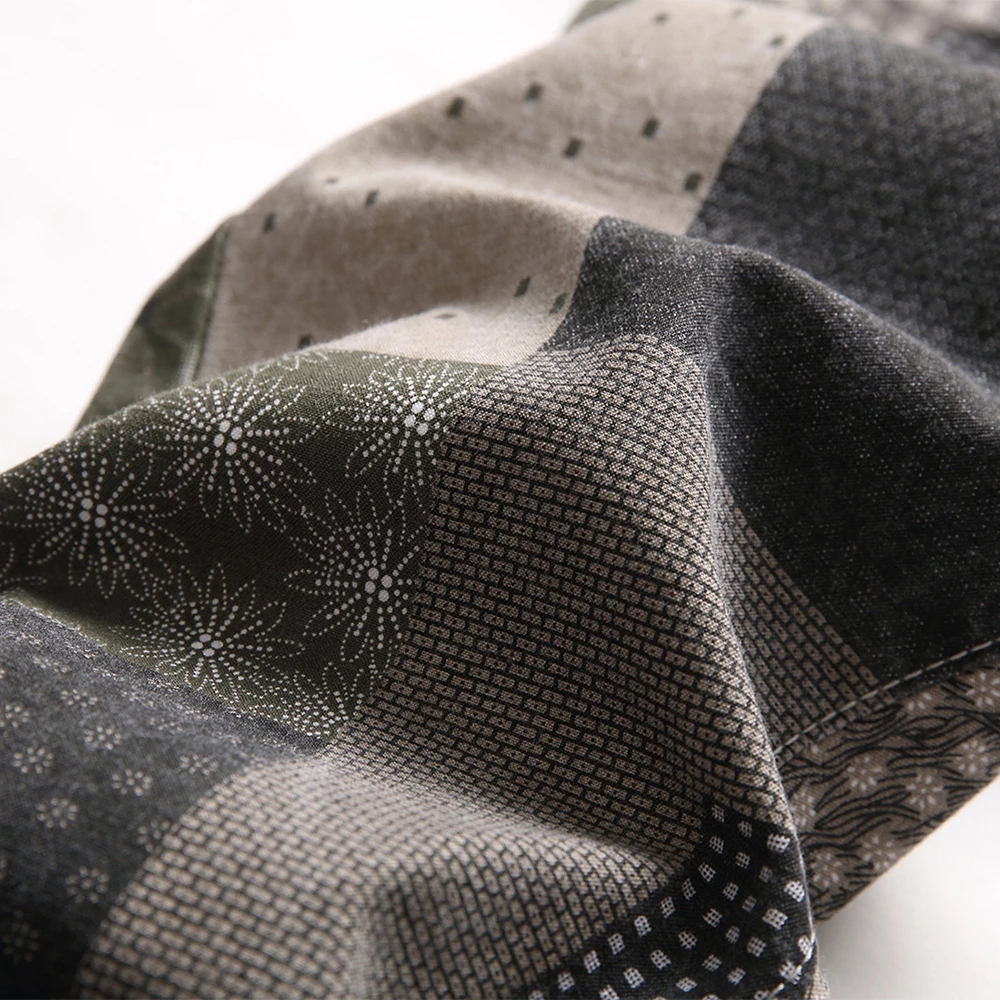 Men's Male Patch Patchwork Printed Jeans Slim Straight Stretch Denim Pants Plaid Digital Painted Trousers F819