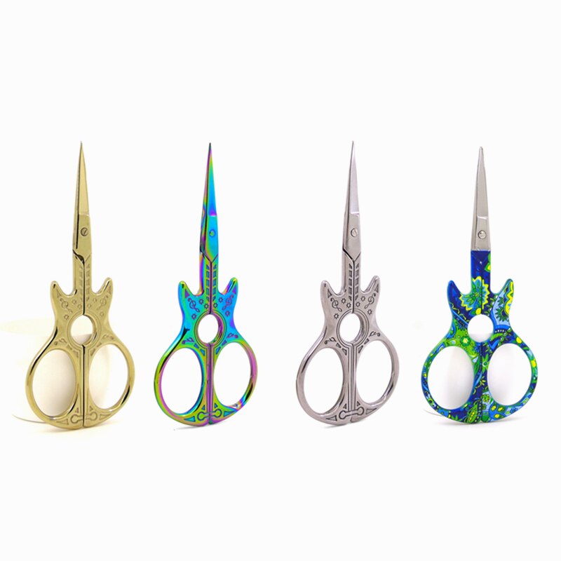 Tailor Scissors Sharp Stainless Steel Needlework Scissors Guitar Gold Small Embroidery Scissors