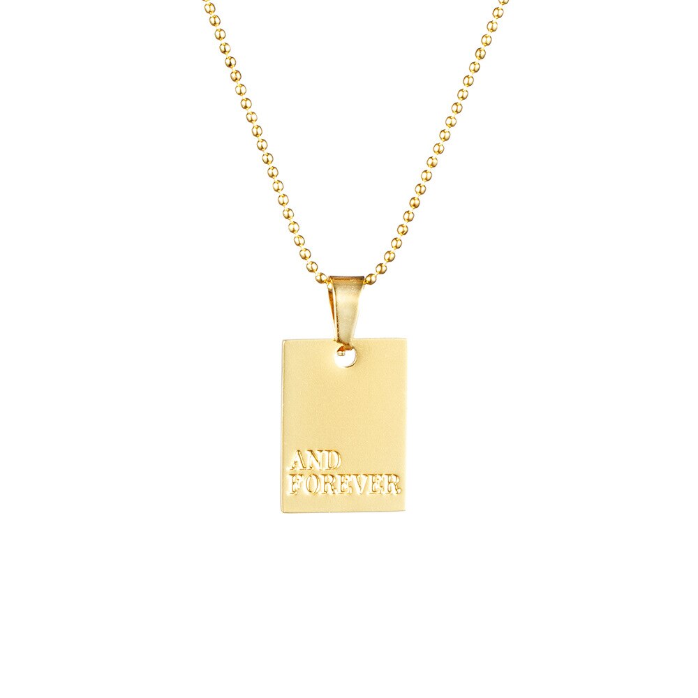 Collier avec pendentif en acier inoxydable pour femmes, couleur or, , accessoire de bijouterie, Alphabet d'amour, bénédiction