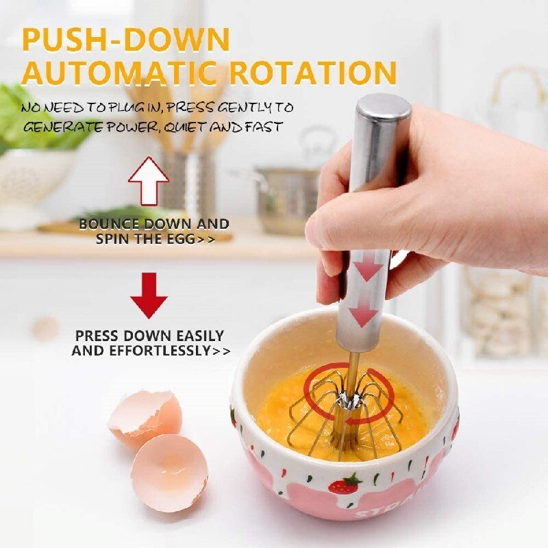 utensilios de herramientas y gadgets cocina accesorios cocina cocina accesorio Mezclador semiautomático giratorio de presión manual de acero inoxidable, herramienta de cocina manual para mezclar café y leche, a la