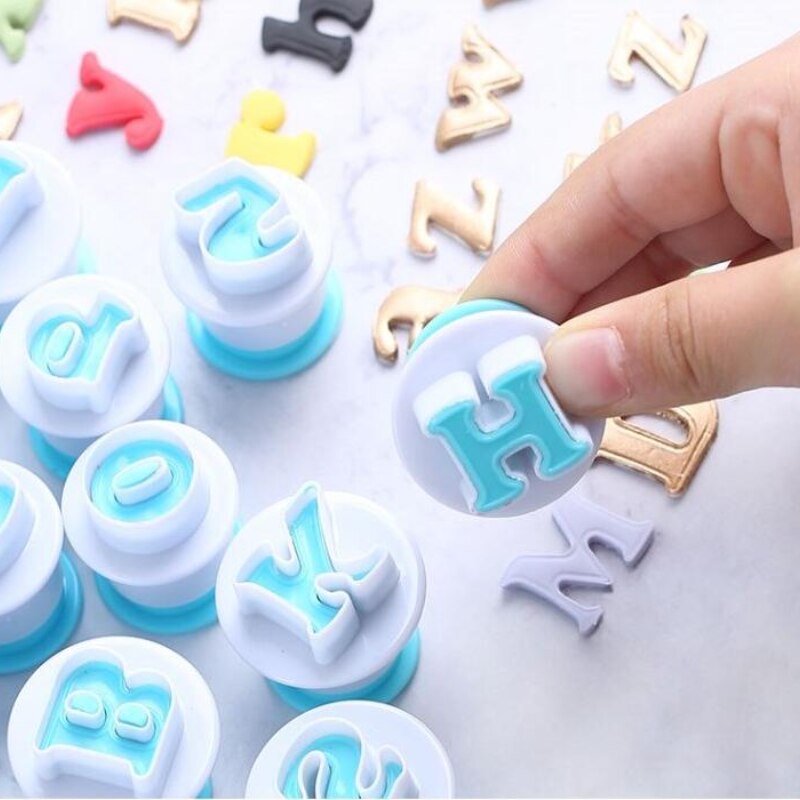 26 Stks/set Letters Bakken Koekjes Mal Stamped Cookie Cutter Brief Nummer Arabische Tekens Fondant Cake Decorating Tool