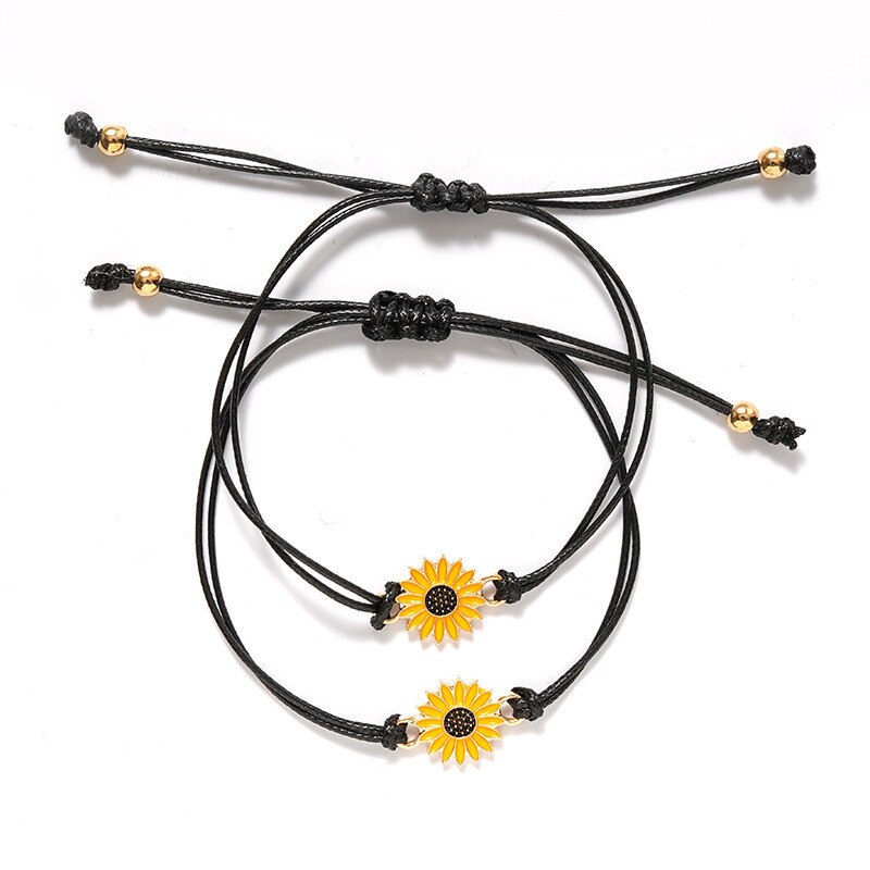 2Pcs/Set Charm Friendship Couples Bracelet Volcanic Stone Sunflower Infinity Love Bracelet Bead Bangles Women Lucky Wish Jewelry