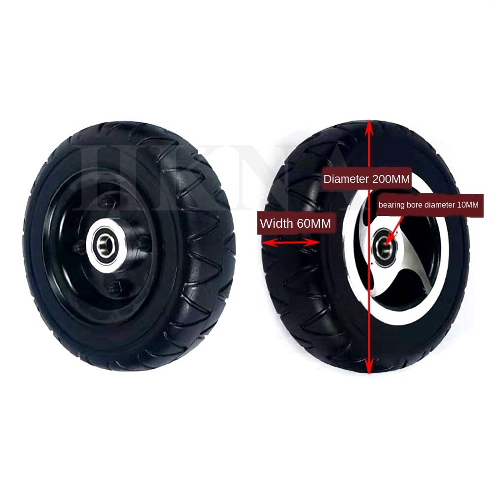8 Inch 200x60 Electric Scooter Wheel Solid Non Pneumatic Tire with Keyway and Bearing Aluminum Hub for 4-wheel Electric Vehicle: bearing 10mm wheel