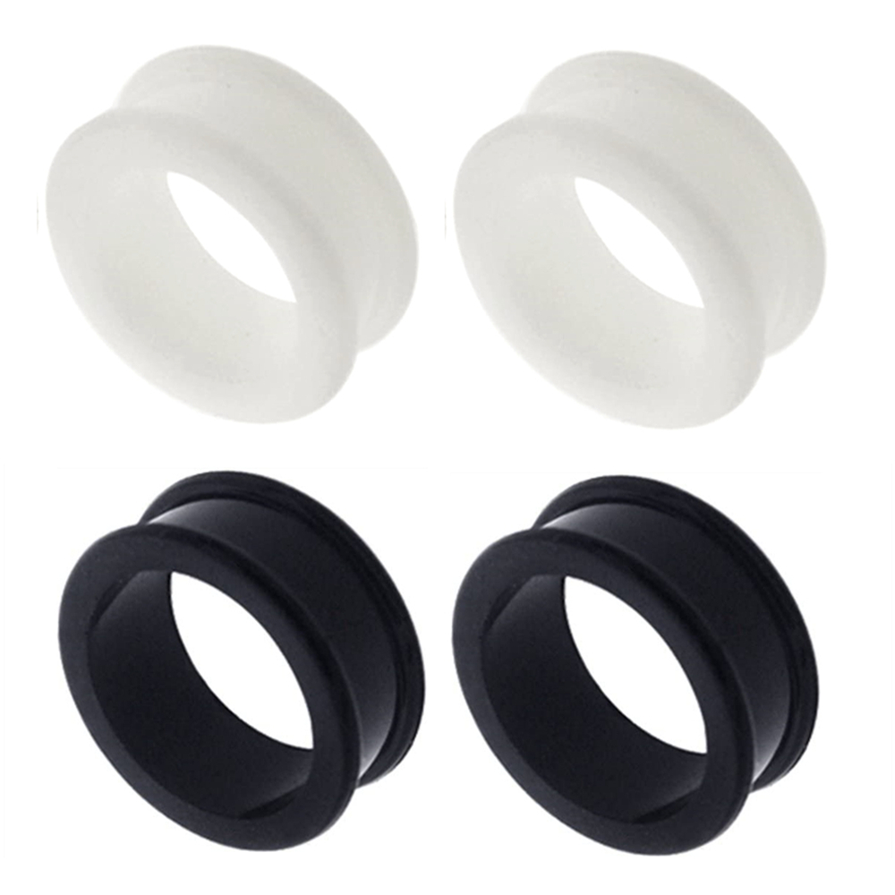 4 bouchons de jauge d'oreille en Silicone épais, blanc et noir, Double évasé, extenseur de selle pour Tunnel de chair, Kit d'étirement de 4mm à 25mm
