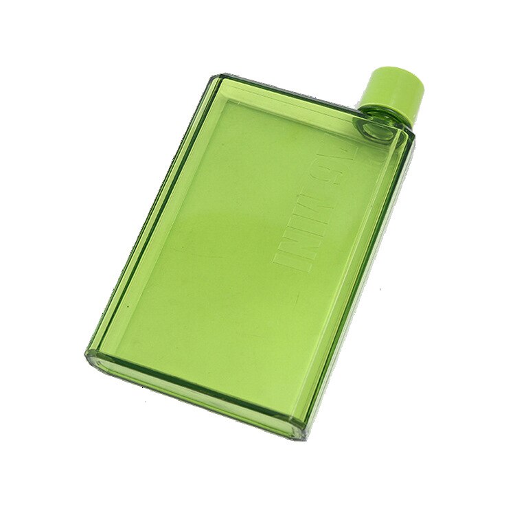 A6 papirkop botlte flad vandflaske gratis klar bog bærbar papirpude vandflaske flade drikkevarer kedel notesbogflaske  mj919: Grøn