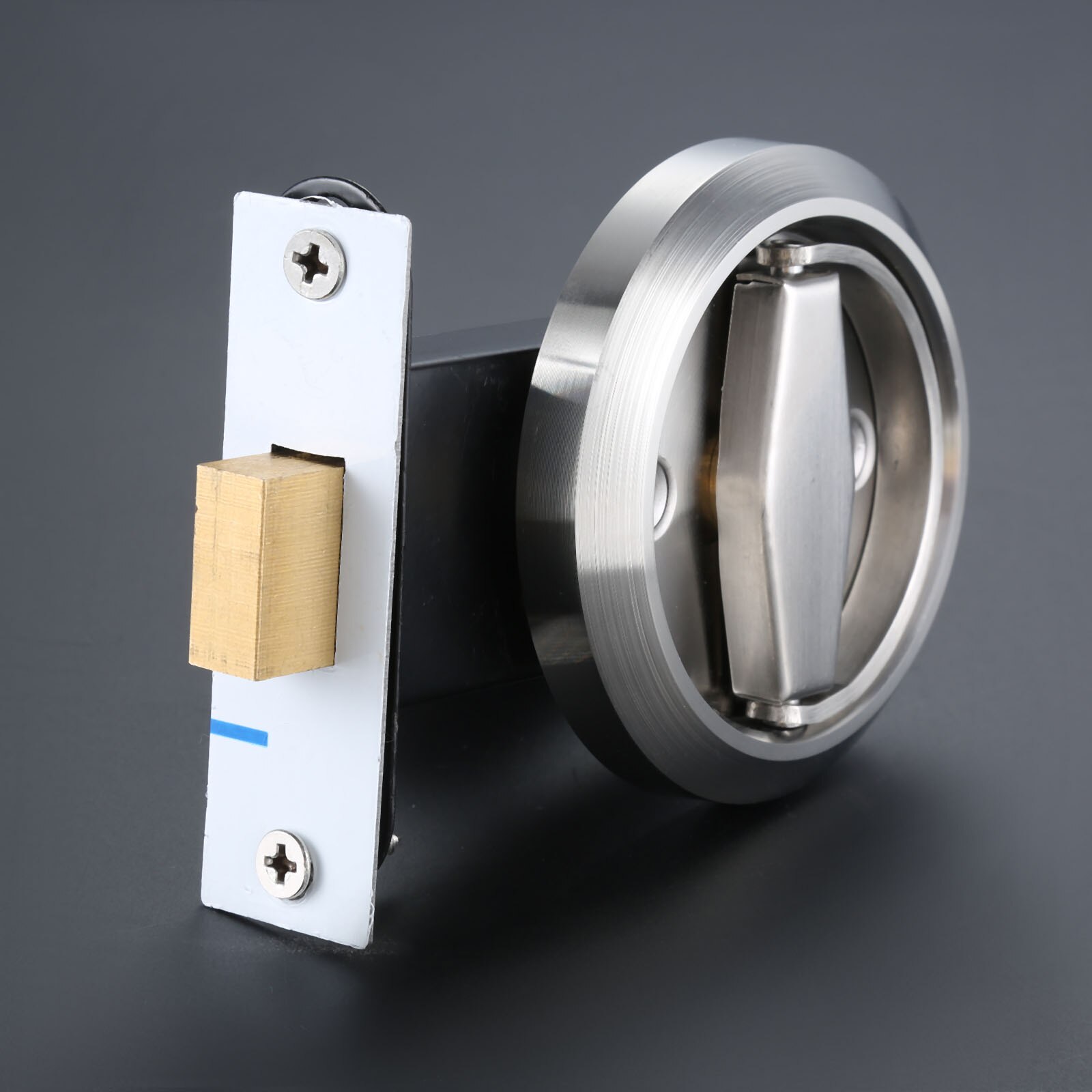 1 Set Stainless Steel Embedded Invisible Door Knob Handle Concealed Door Lock Latch &amp; Round Pull Ring for Sliding Doors Cabinet