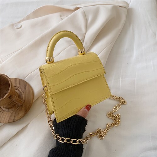 Crossbodytassen met krokodillenmotief voor dames, kleine dameshandtas, pu-leren handtas, avondtassen van het merk sac a main: Geel