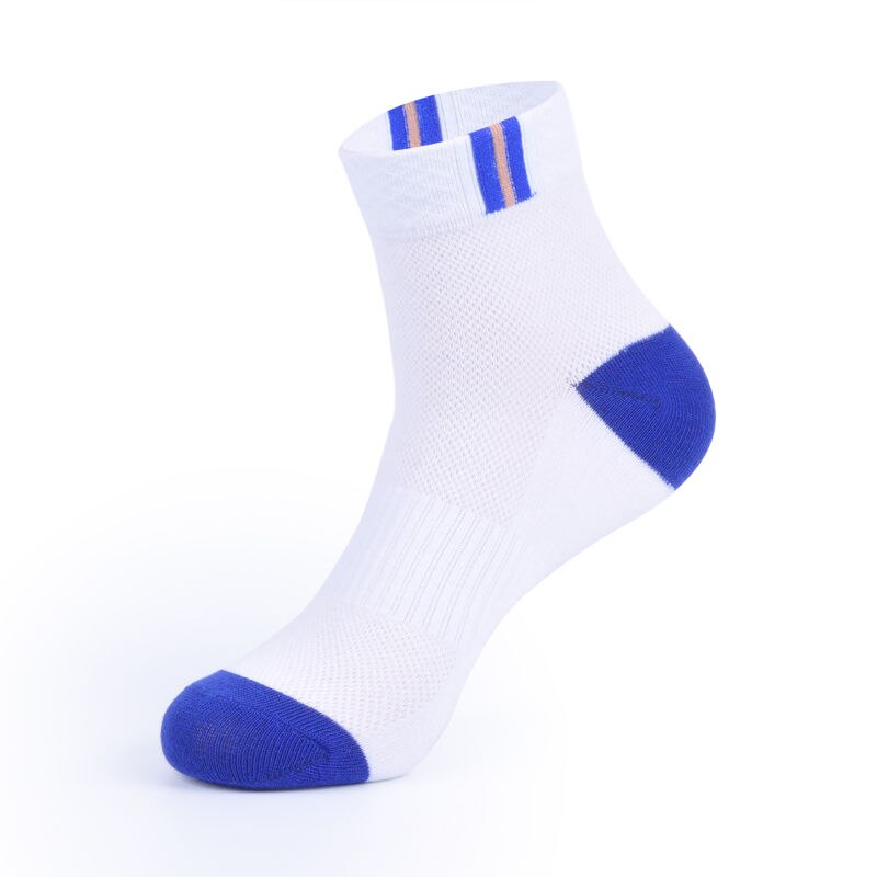 Meias masculinas, cada pacote com 5 pares de meias de malha de poliéster, masculinas, esportivas, de algodão, confortáveis, para o verão: blue white