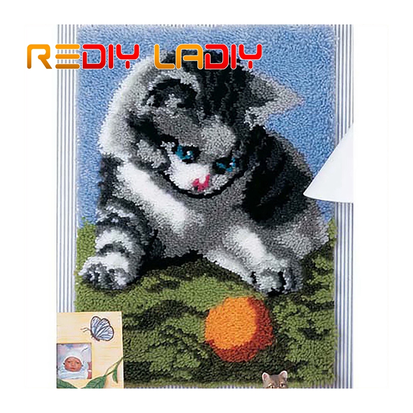 Latch Hook Kits Make Your Own Rug Rainbow Strip Crocheting Cushion DIY Carpet Rug Set Acrylic Yarn Printed Canvas Hobby &amp; Crafts: ZD307