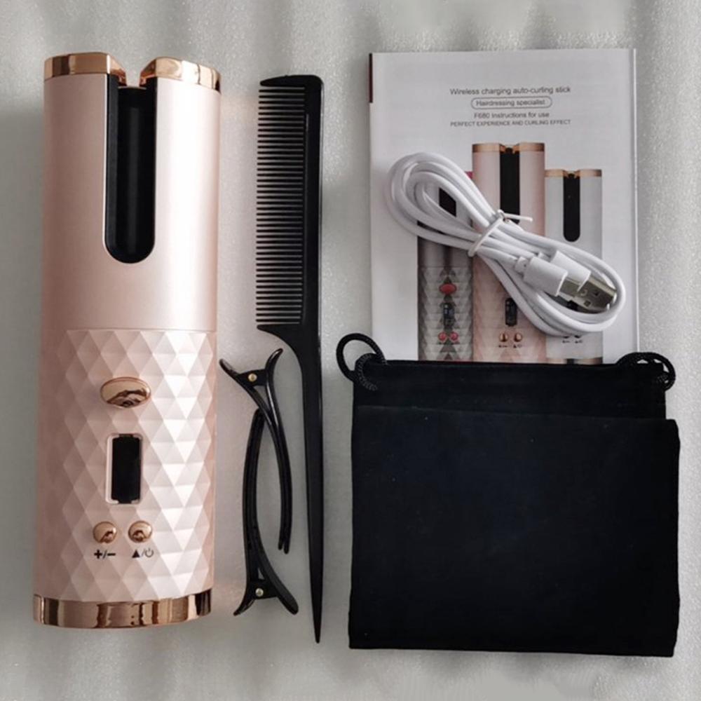 Auto Rotating Hair Curler Cordless Waver Curling Iron Tool Styler Adjustable Temperature Fast Heating Auto Rotating Hair Curler
