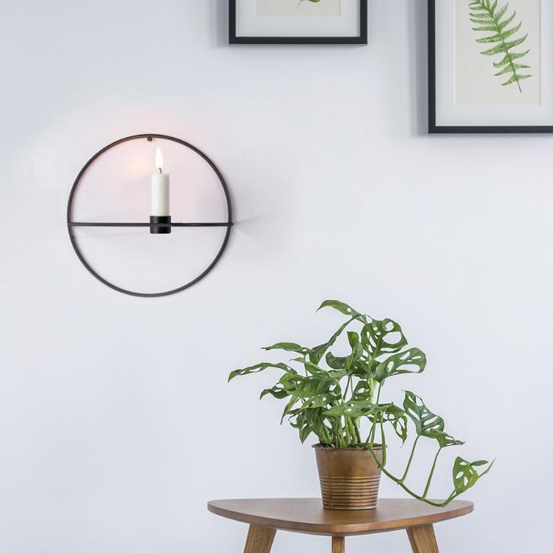 Metal Geometry Round Candlestick Tealight Candle Holder Home Wall Ornaments Decoration Europe 3D Candlestick
