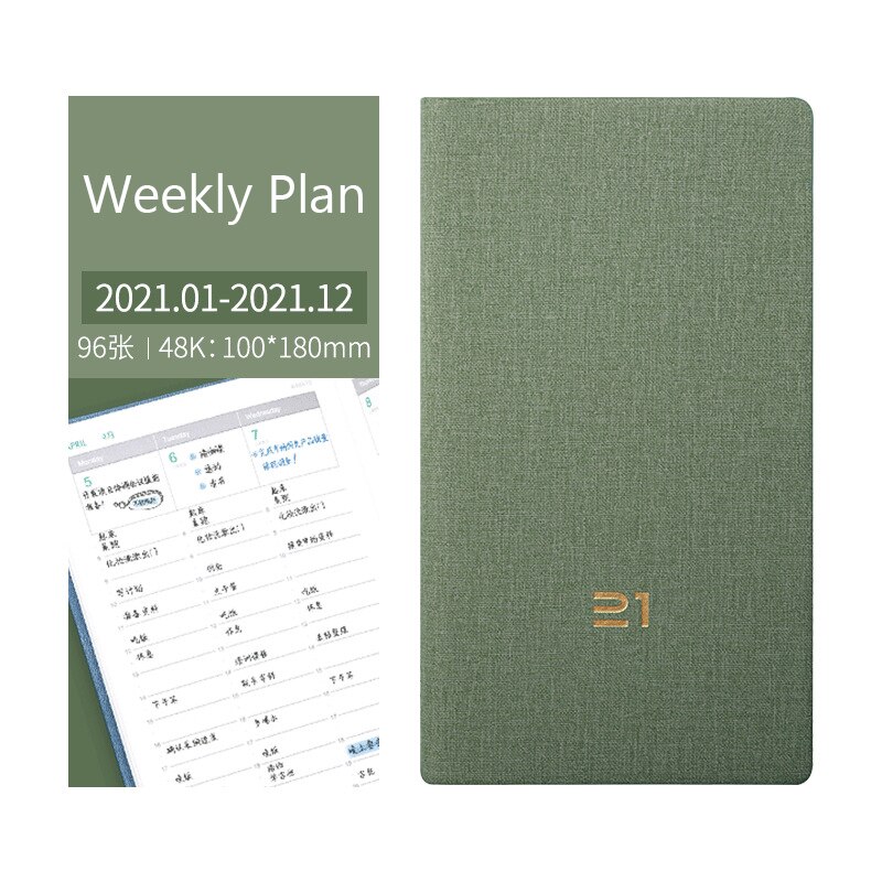 A6- vaks notitieboek agenda dagboek planner organizer wekelijks maandelijks schetsboek dagboek kawaii notitieboek kantoor schoolbenodigdheden: Lichtgroen