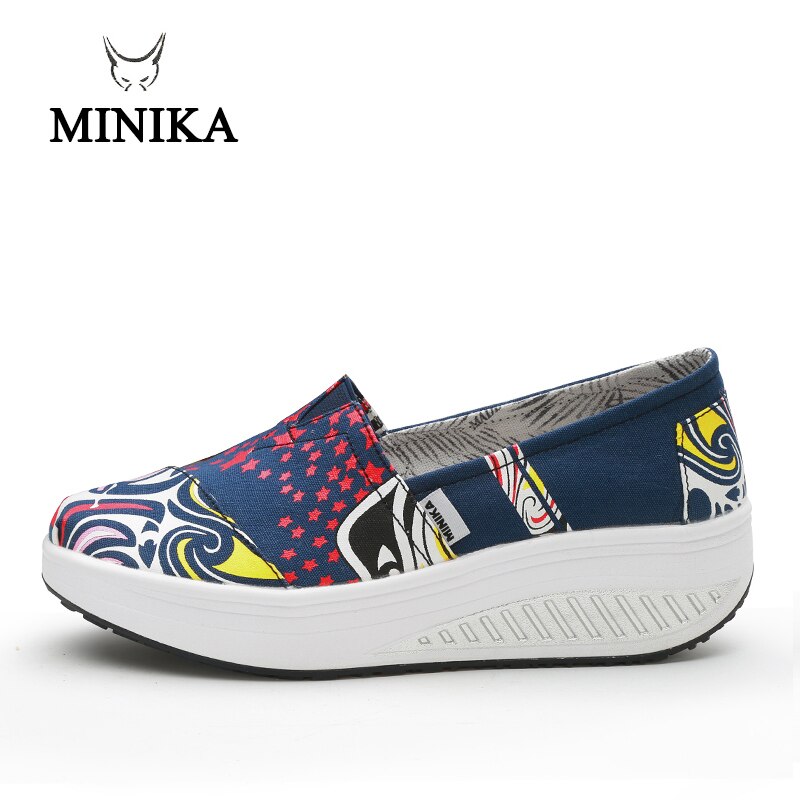 MINIKA Swing Platform Women Flats Breathable Summer Driving Shoes Female Canvas Fitness Slip On Women Flat Shoes dames schoenen