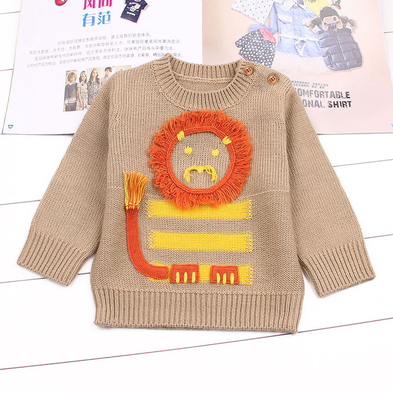 Baby Jungen Mädchen Pullover Stricken Lässige Newborn Lion Pullover Pullover Kleinkind Langen Ärmeln Kinder Jumper Netter Herbst Kleidung: 02 / 24M