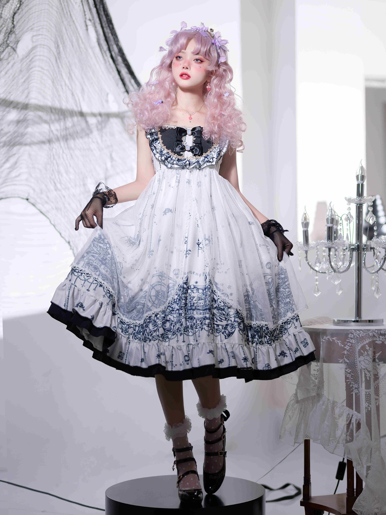Anbenser-vestido de corte gótico de Lolita para mujer, ropa sin mangas, estilo Kawaii, francés, Vintage, Jsk, Lolita: Blanco