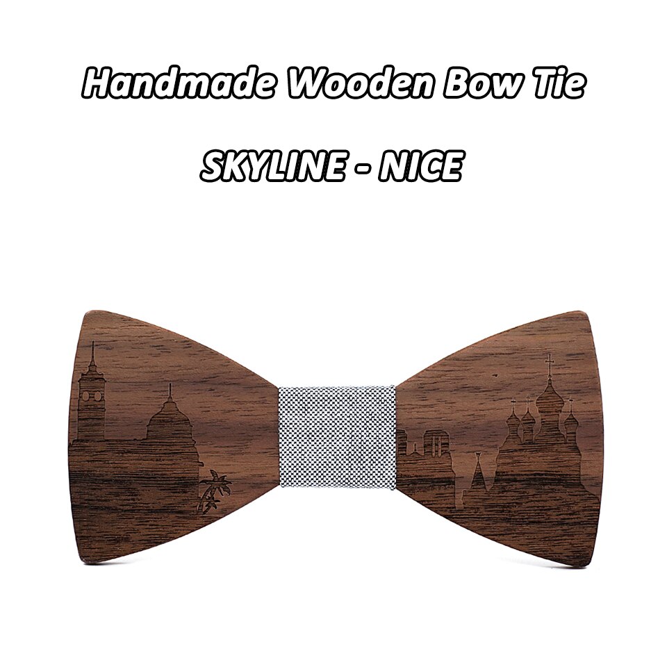 Mahoosive-pajaritas de madera hechas a mano para hombre, conjunto de corbatas de madera, corbata de mariposa, corbatas Skyline para hombre, gemelos, pañuelo, novedad: NICE