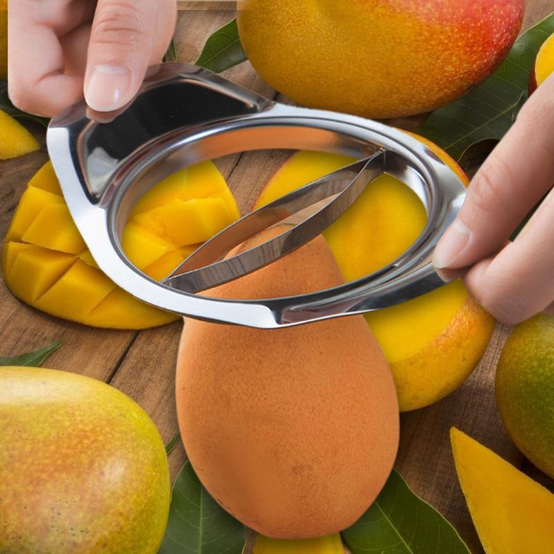 Rustfrit stål mangoskærer frugtskærer kernehus mango splitter mango kerne pit fjerner frugt grøntsag værktøj køkken tilbehør
