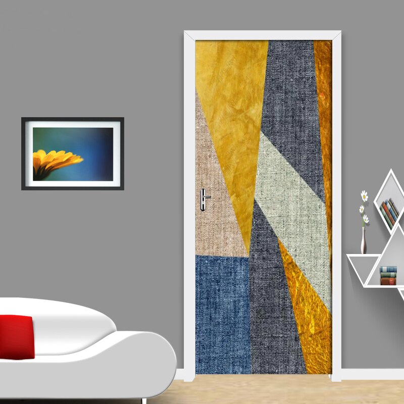 2 stks/set Nordic Abstracte Goud Mozaïek 3D Muur Deur Sticker zelfklevende Waterdicht Behang Decals Home Decor Deur Muur sticker