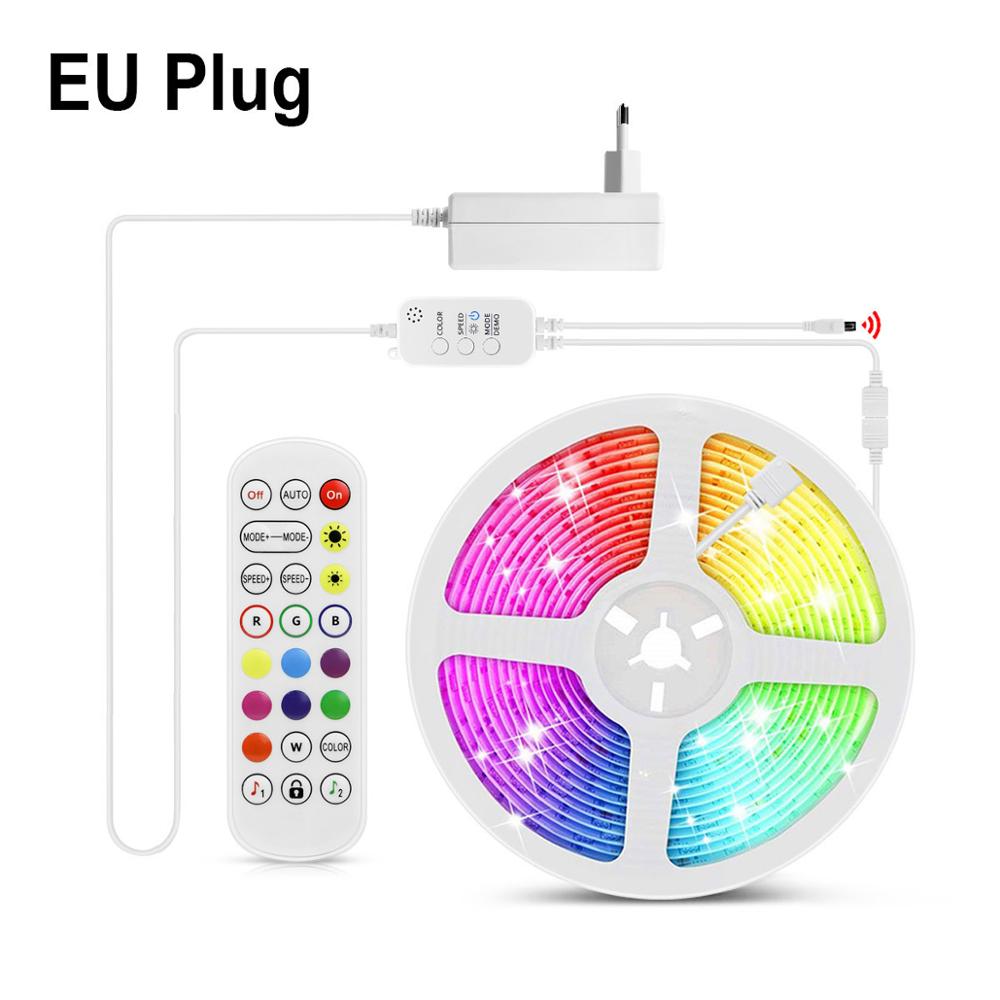 Jule bluetooth ledet fe lys stripe app musikk synkronisering krans streng lys bryllup fest hjemmedekorasjon belysning: Rgb-sett med eu-plugg / 5m