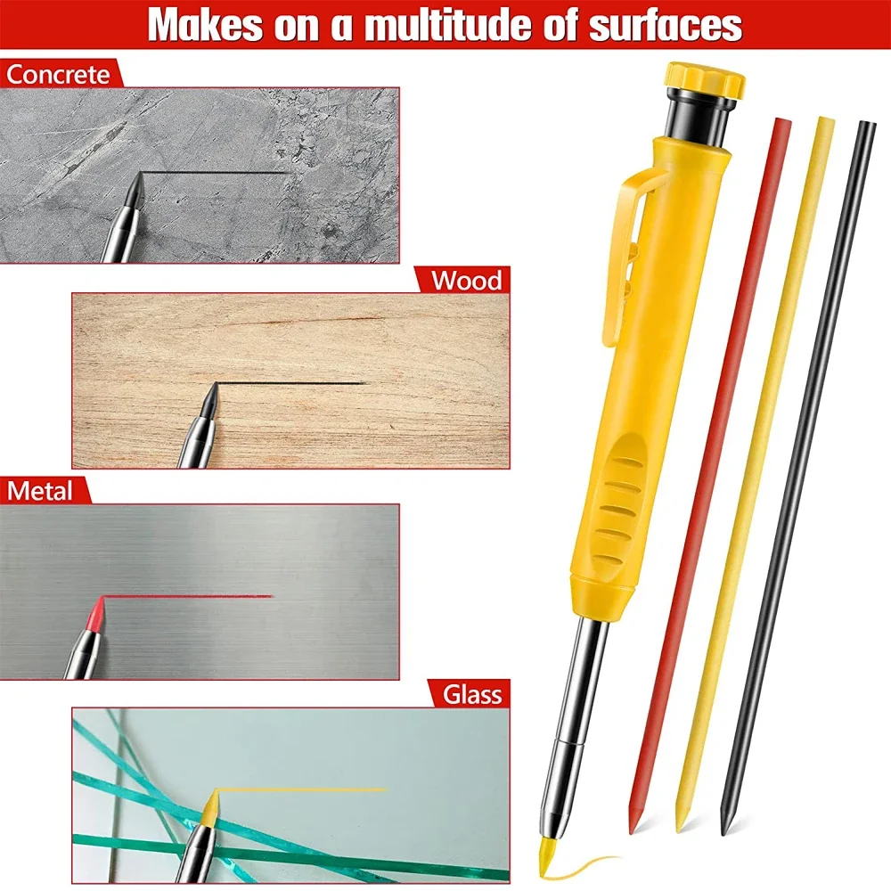 Ensemble de crayons de charpentier solide avec recharge de plomb, outils pour le travail du bois, crayon mécanique, outils de travail de Construction, traceur de marquage de menuiserie