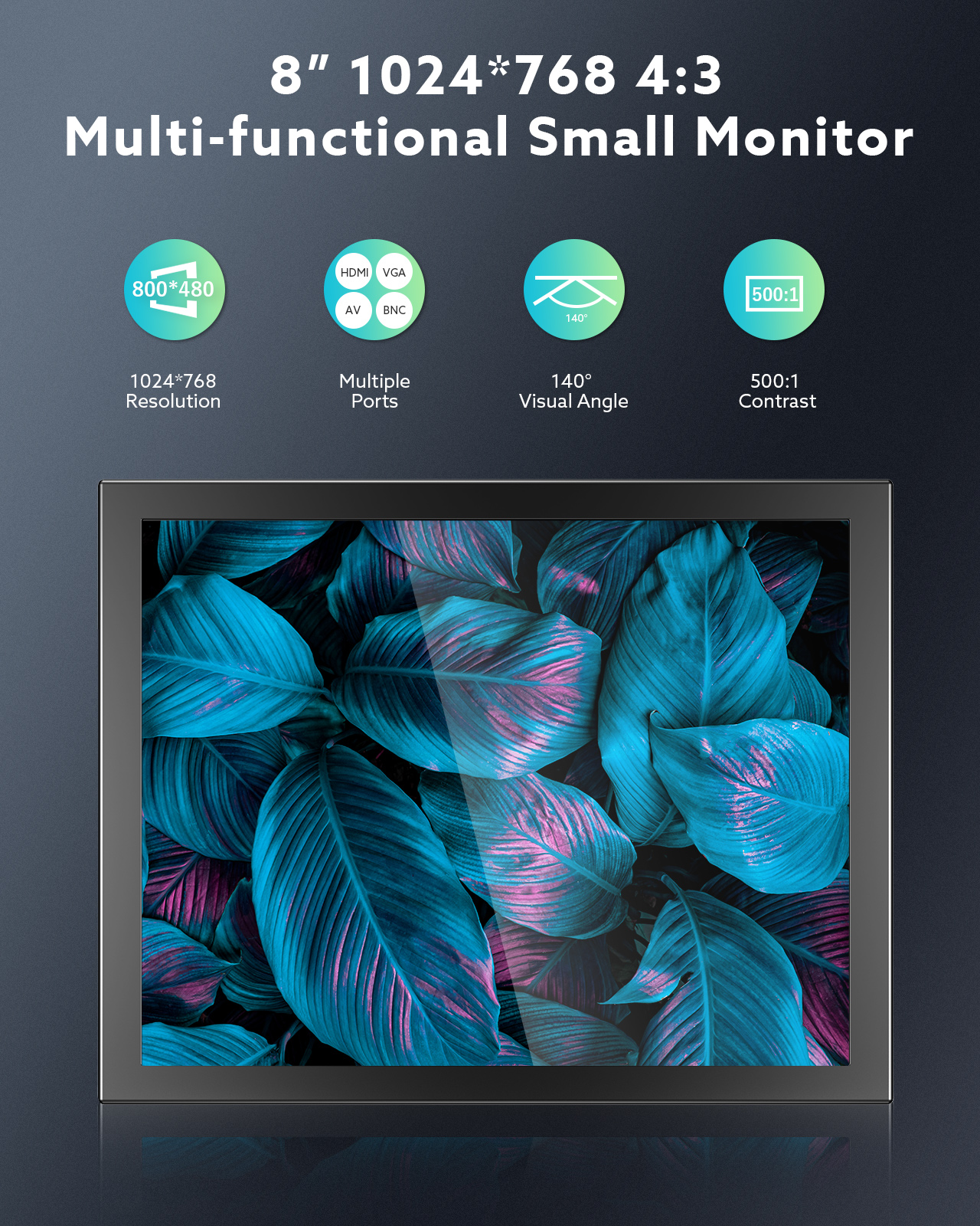 Miktver S811h Mini 8 "Monitor Hd 1024X768 Auto Achteraanzicht Lcd-Scherm Tft Scherm Met Hdmi Vga Av Video Ingang Voor Pc Dvd Dvr Ccd