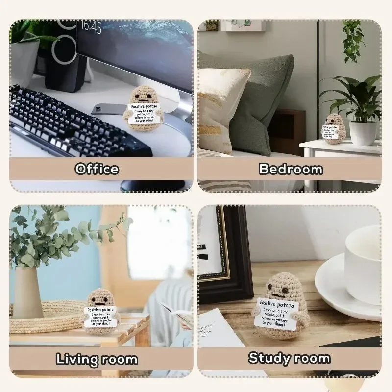 Mini energía positiva hecha a mano de lana de felpa tejida patatas muñeca abrazo bolsillo con tarjeta festivales creativos decoración del hogar DIY