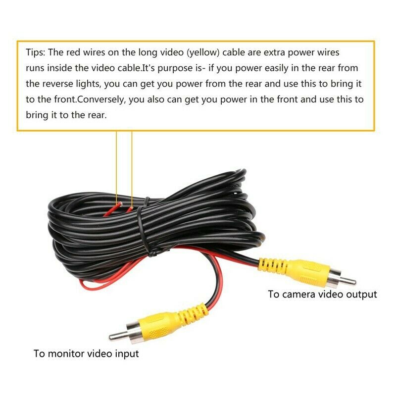 Rca han hun video kabel bil bagfra set bagfra parkeringskamera cctv kamera forlængerkabel phono rca av lyd video dc strøm