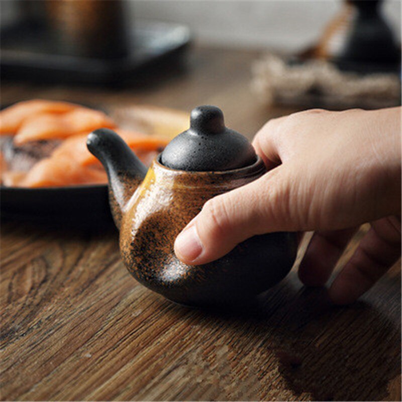 Japanese and Korean Seasoning Bottle Set Japanese Cuisine Sashimi Soy Sauce Bottle Pepper Pot Ceramic Spice Bottle Jar Set Retro