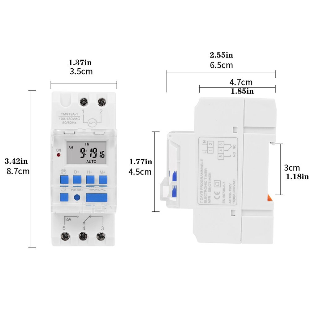 SINOTIMER Digital Timer Switch Electronic Weekly 7 Days Programmable Relay Timer Control DIN Rail Mount DB Boards Timing Device