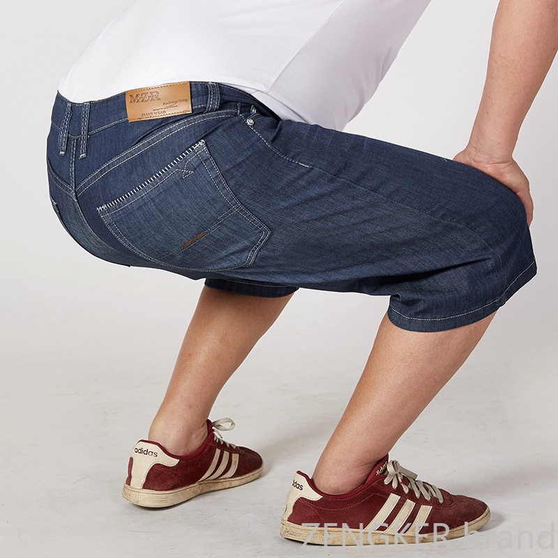 Summer thin section men's plus size denim shorts loose straight denim oversized 52 50 48 46