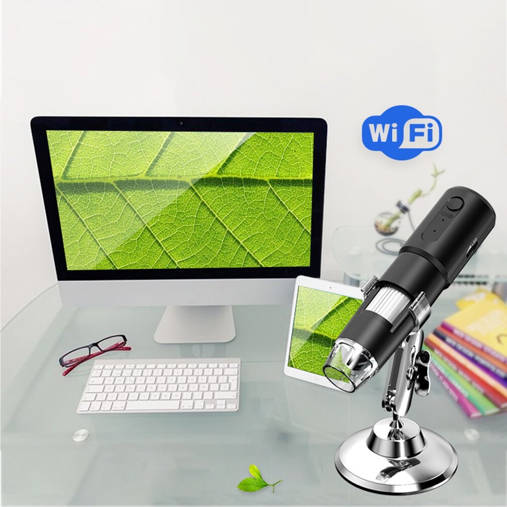 Portable 1000x Magnification Wifi Microscope Handheld Digital Microscope Electron Microscopes 8 LEDs Bracket