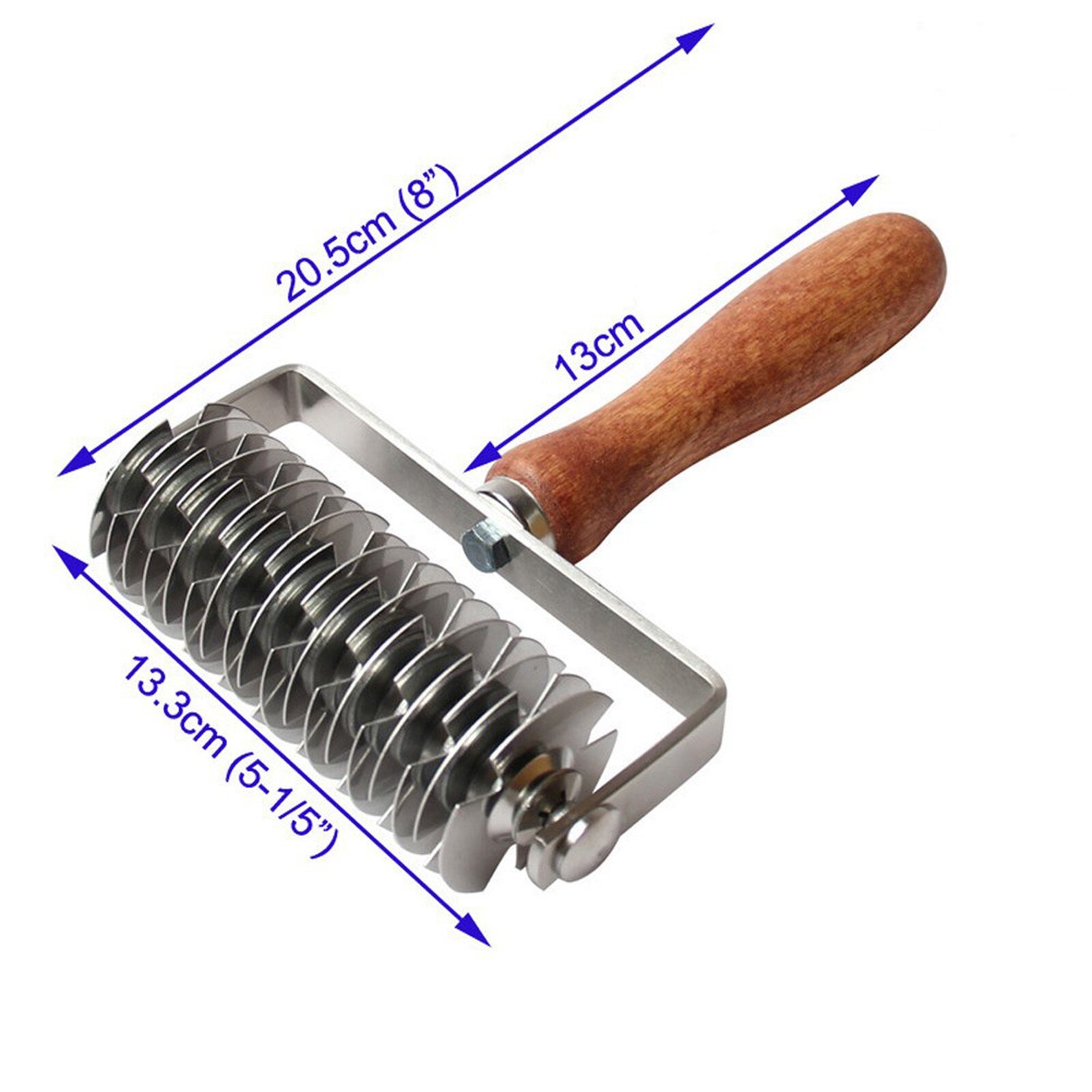 Stainless Steel Dough Lattice Bread Crust Roller Cutter Wood Handle Pastry Crust Roller Cutter Wooden Handle Roller Dough Roller