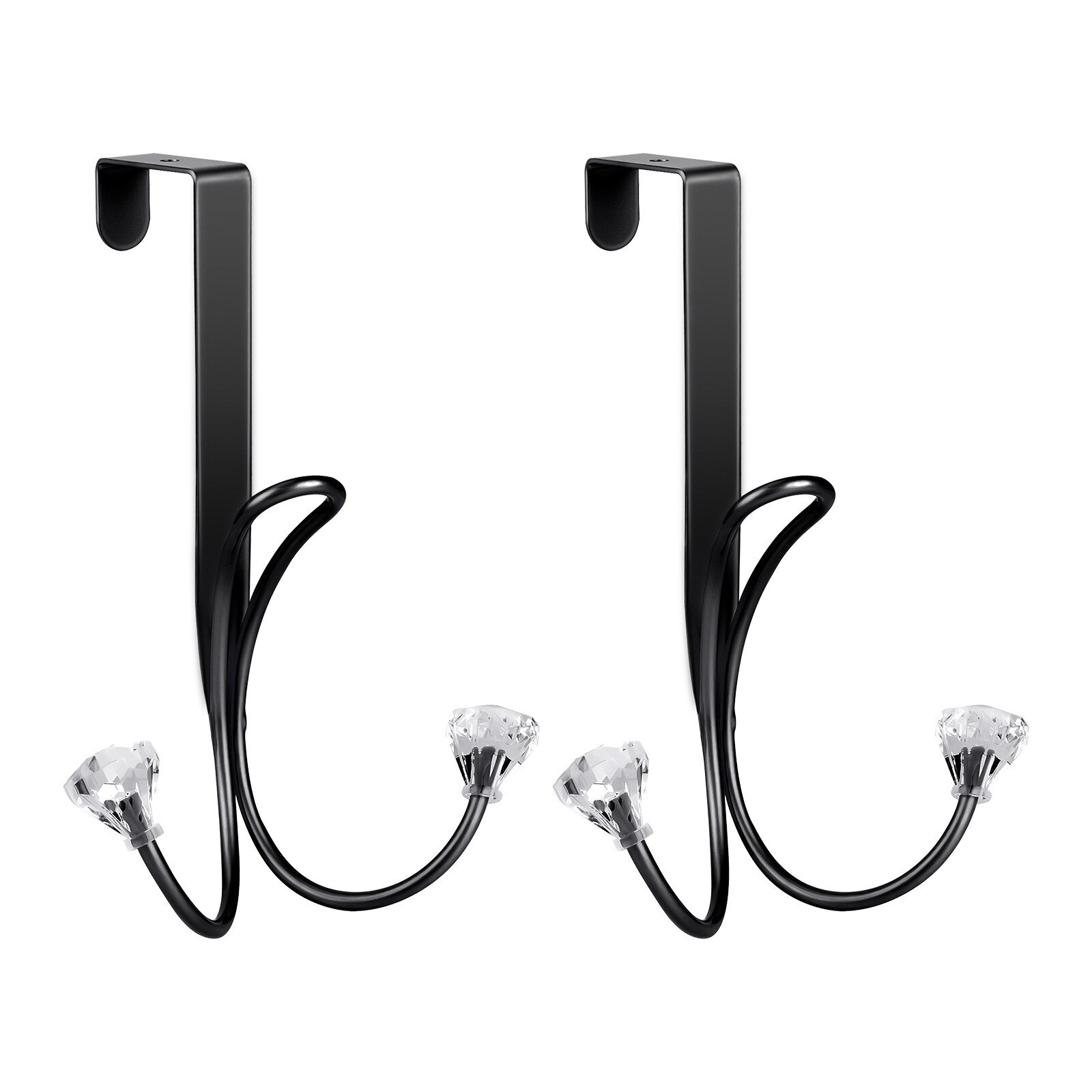 European Style Metal Double Hook Hanger Free Perforated Door Bathroom Hanger Hooks Kitchen Bedroom Door Rack Towel Holder: D