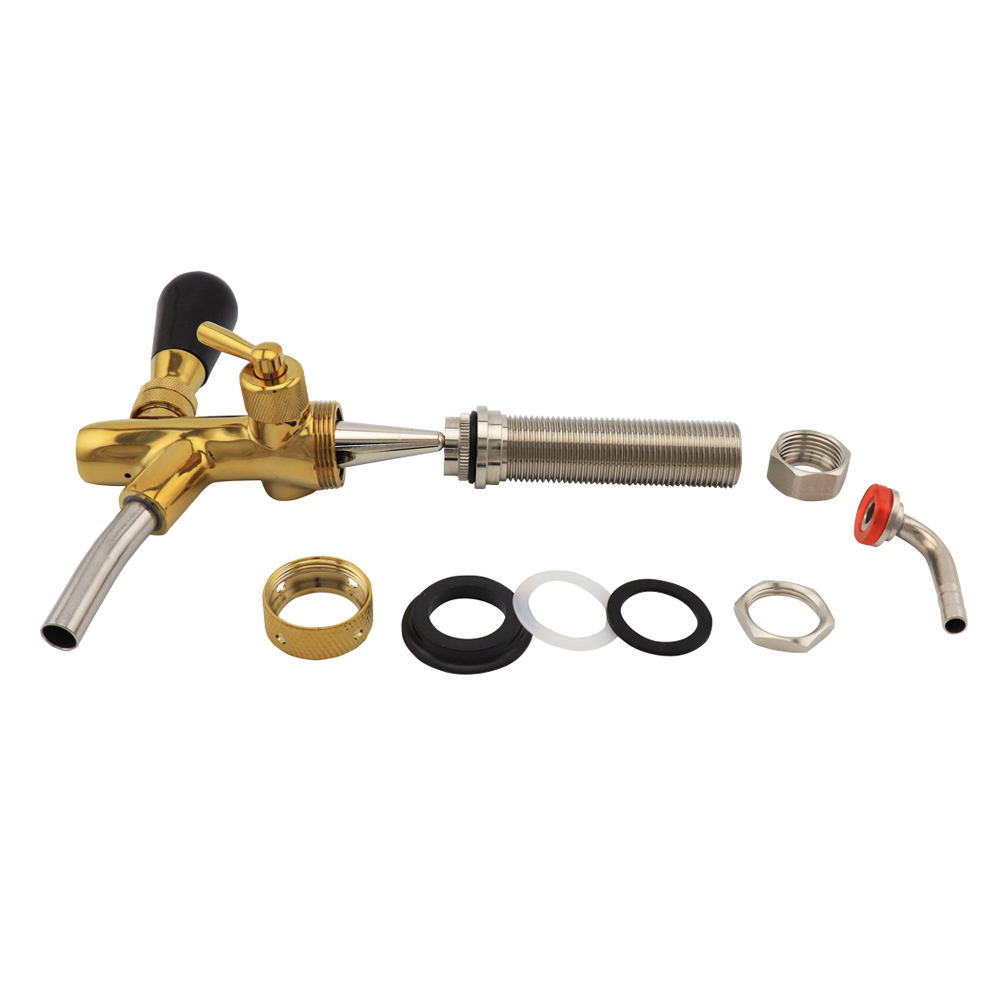 Adjustable Draft Beer Tap Flow Control Beer Faucet With Long Shank Golden Plating Keg Tap Kegerator Spout Homebrew Dispenser