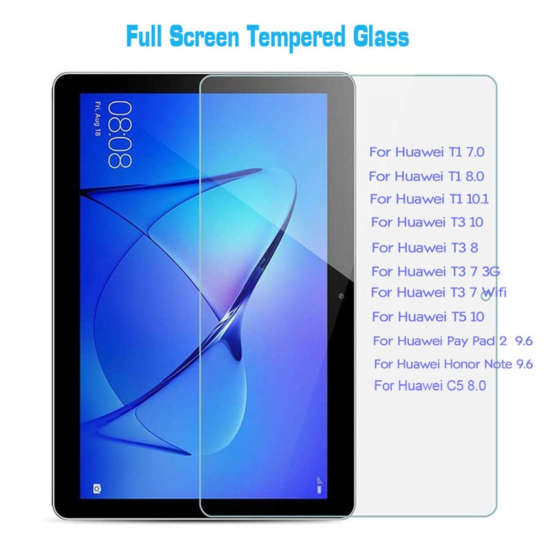 Tablet Tempered Glass For Huawei MediaPad T5 10 Glass T3 10 Honor Play Pad 2 9.6 8 Screen Protector For T1 10.1 8 7 Glass C5 8