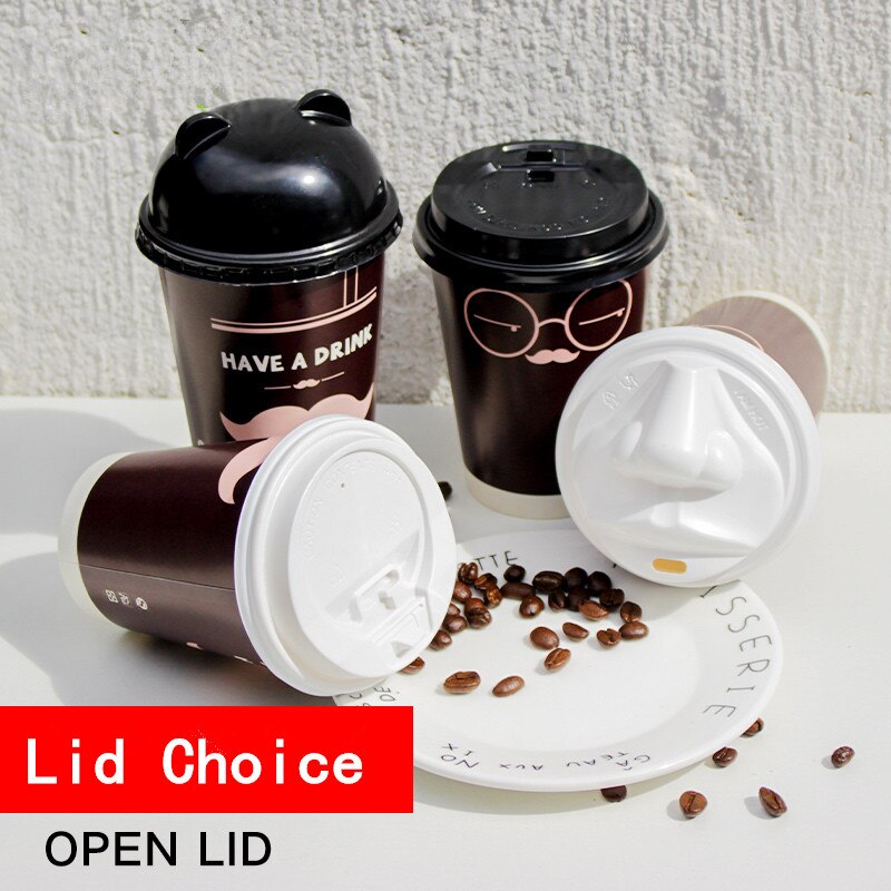 50 stk engangskop 400ml 500ml festgaver drikkepapir kopper takeaway kaffekop emballage med låg