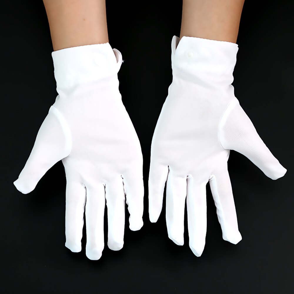 1Pair Unisex White Cotton Formal Gloves Work for Catering Band Parades Inspection Magician Police Cleaning Tools