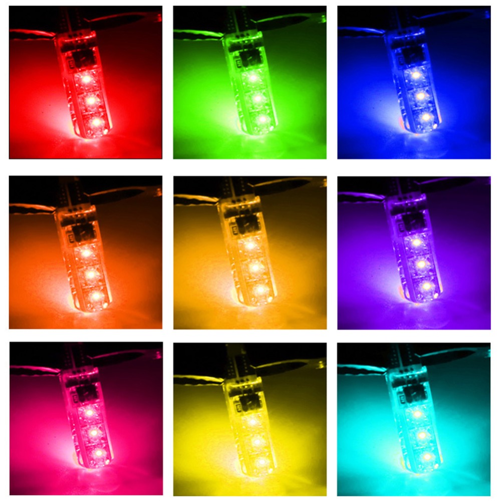 RGB T10 W5W Led 194 168 W5W 5050 SMD Car Dome Reading Light Automobiles Wedge Lamp RGB LED Bulb With Remote Controller Car Decor