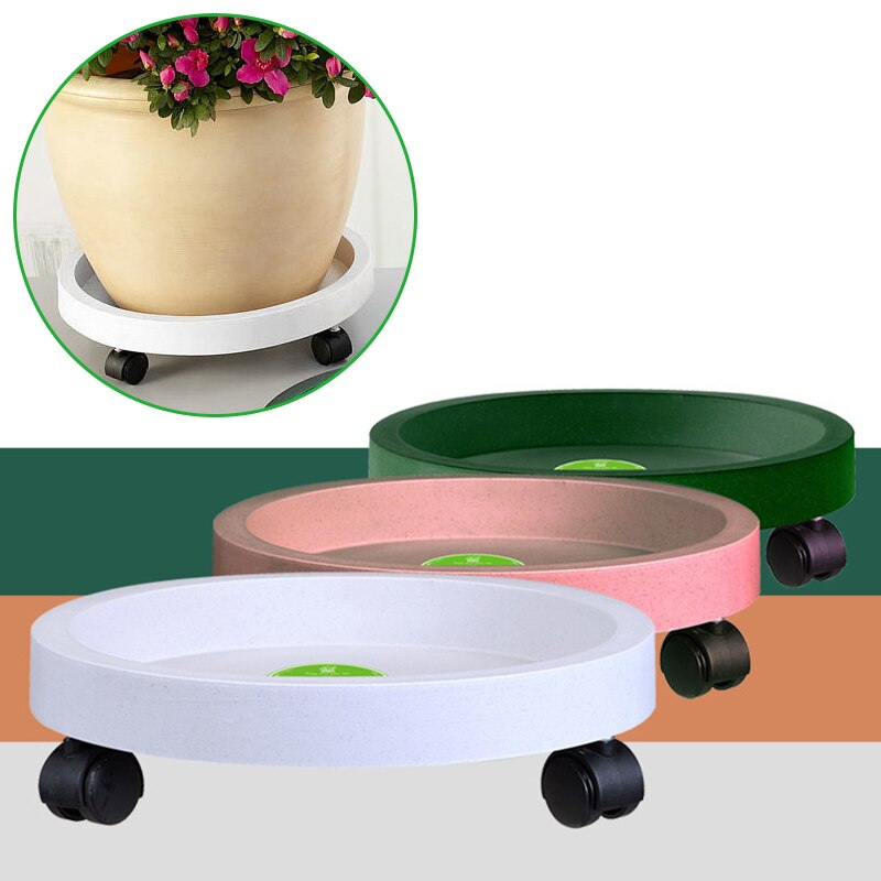 Plant Round Movable Flower Pot Tray Holder With Caster Wheels Dolly Pallet rotate 360 degrees Resin Caster Wheel Plant Tray