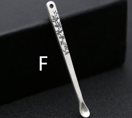 S990 Foot Silver Accessories Fine Silver Ear Pick Lotus Xiangyun Personal Nursing Care Ear Spatula Pendant: F