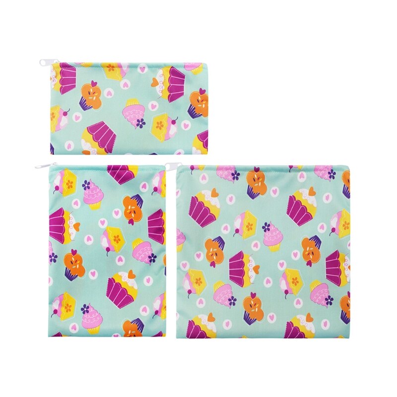 13ME Snack Bags Set of 3 Reusable Washable Waterproof Food Storage Bags for Bread Toast Sandwich Baking Biscuits Storage ​Bags