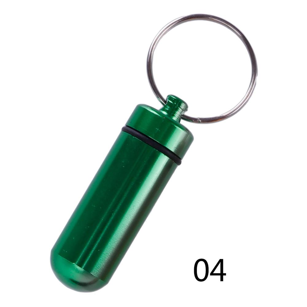 5 stk/parti vandtæt aluminium pilleæske medicinæske beholder flaskeholder nøglering udendørs pilleæske pilleæske bærbar  #273518: Grøn