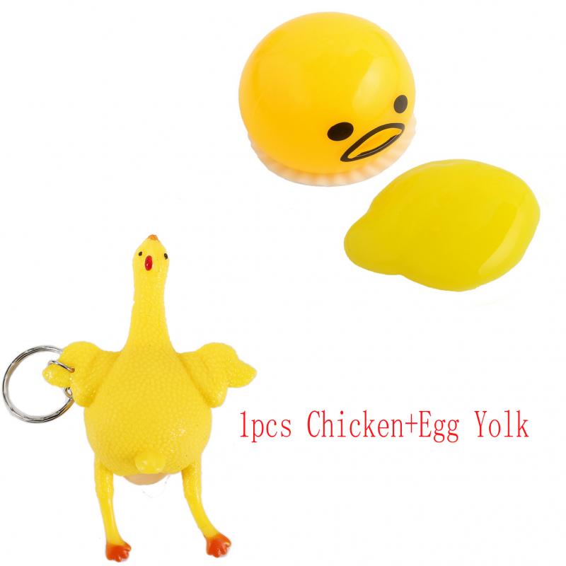 Binnen 24 Uur, Interessante Gadgets, Uitlaat Kip, Volledige Ei, Leggen Kip, Braaksel, dooier Speelgoed, Drukke Stress Bal, Sleutelhanger: Chicken and Yolk