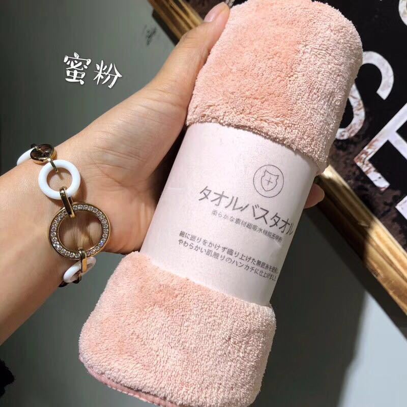 Fluwelen stof snel-droog gewassen handdoek bad strandlaken effen handdoeken 2 stks/set handdoek set zachte absorberen zoete 70*140 cm douche: pink love