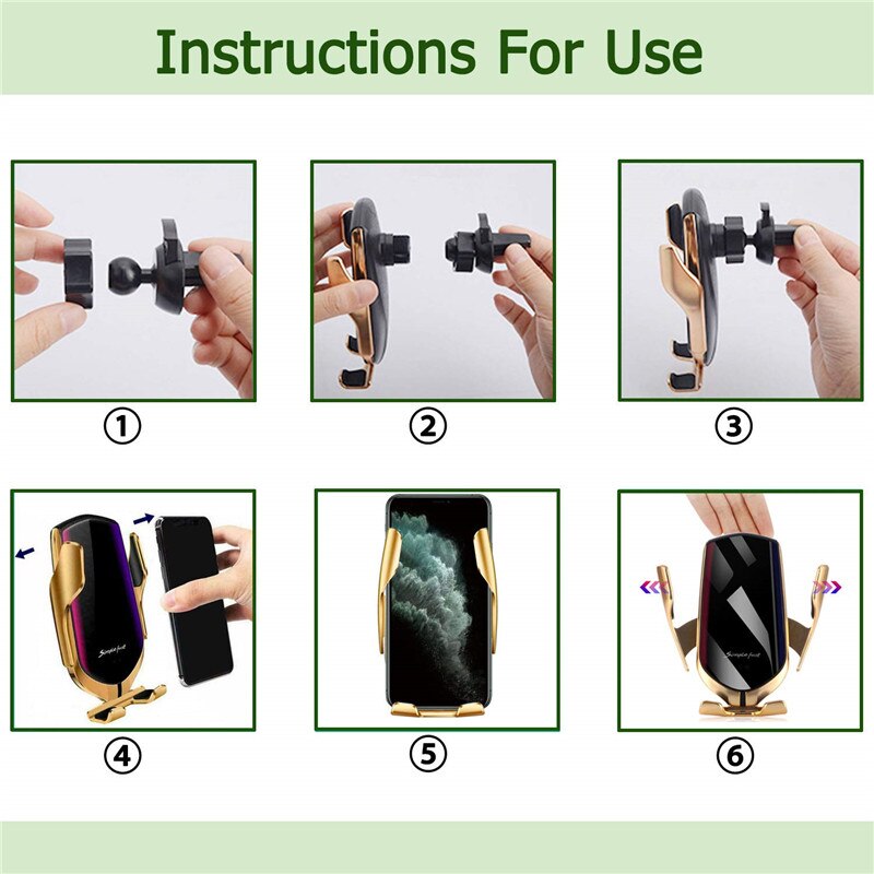 R3 Automatische Spann Auto Qi Drahtlose Ladegerät 10W Schnelle Lade Für Iphone 11 Pro XR XS Huawei P30 Pro auto-Sensor Telefon Halter