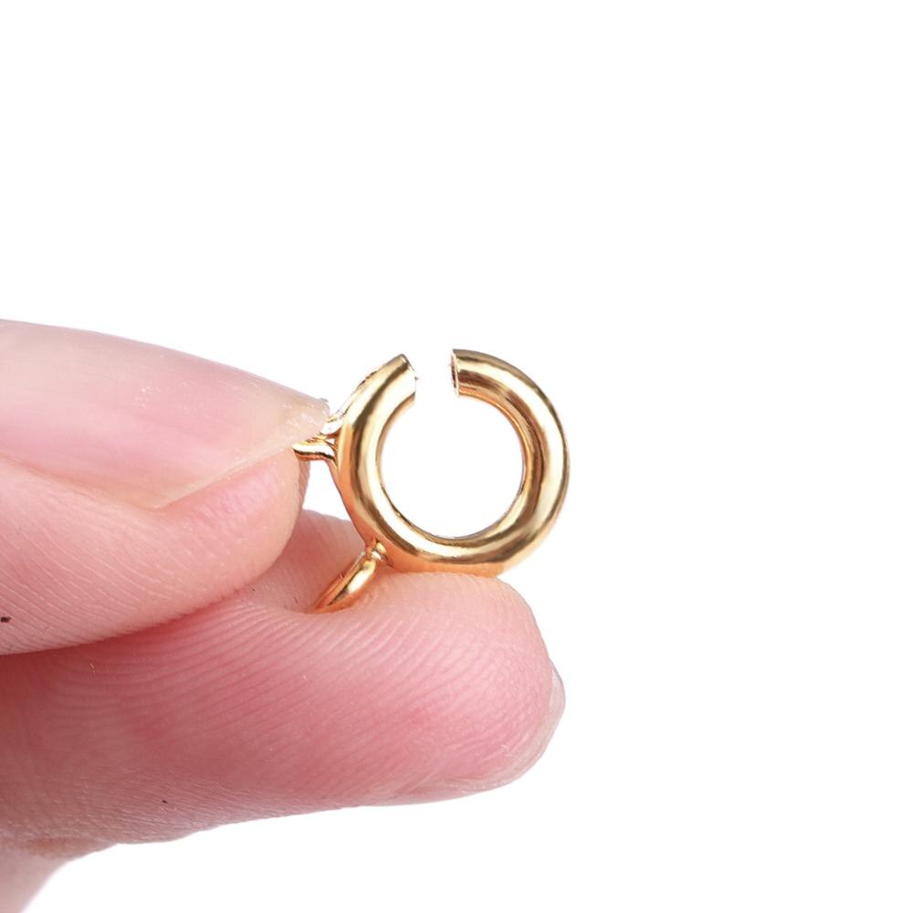 6Mm 10Pcs Gold Spring Ring Sluiting Met Open Jump Ring Sieraden Sluiting Voor Ketting Armband Connectors Sieraden maken