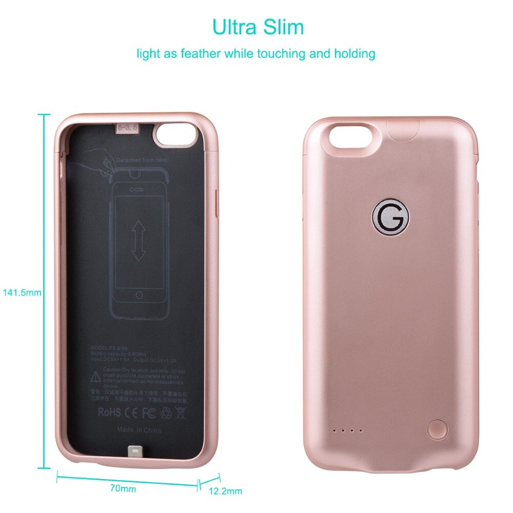 Funda protectora para iPhone 6 6s, cargador de batería, cargador de batería