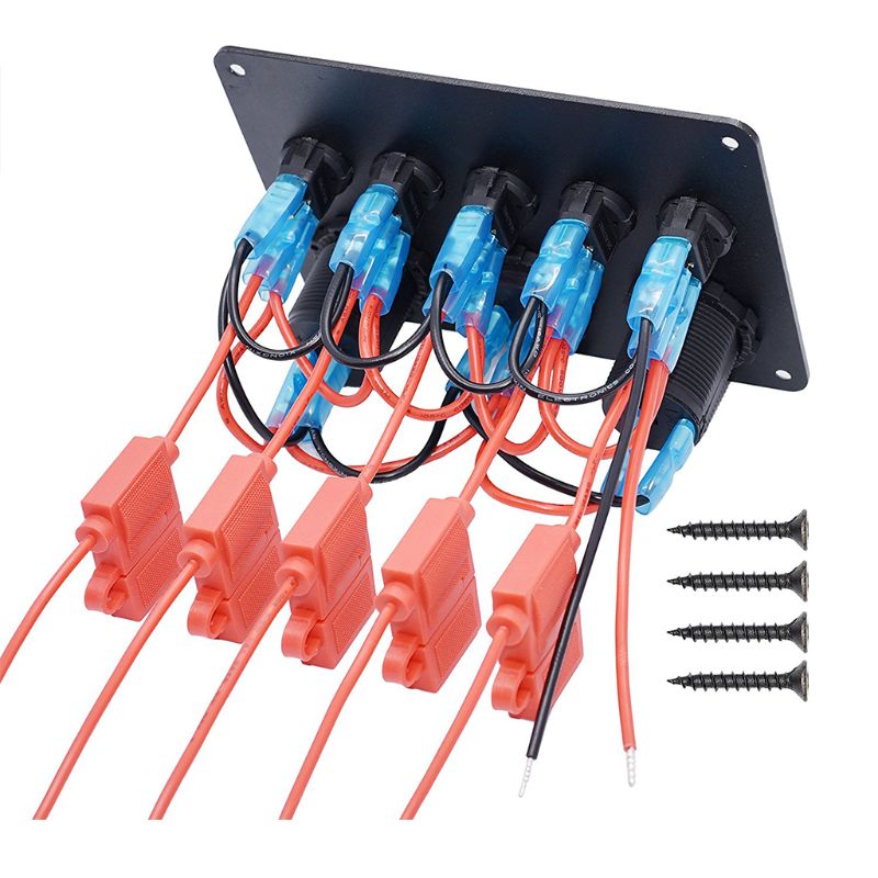 5 Gang ON-OFF Toggle Switch Panel 2USB 12V for Car Boat Marine RV Truck Camper 87HE