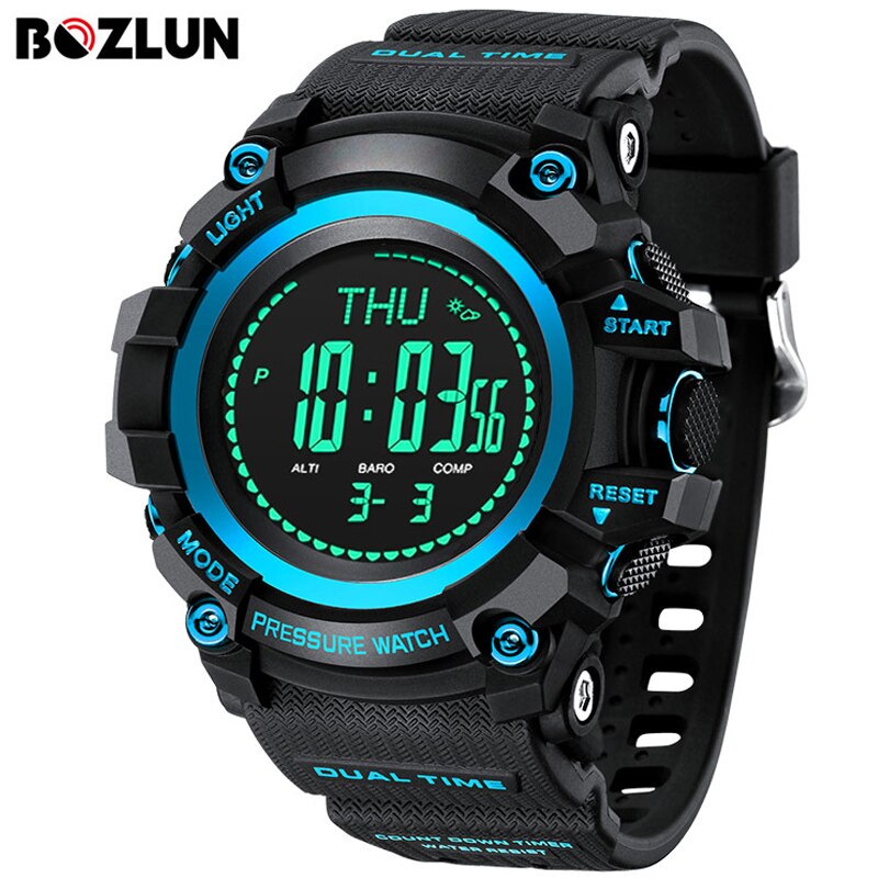 Bozlun-montre sport connectée pour hommes, multifonction, cadran 3atm, montre sportive, altimètre, thermomètre: WHITE