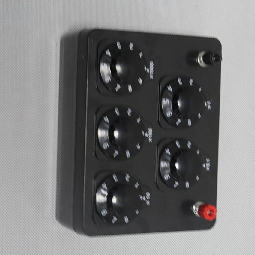 Caja de resistencia Variable de 0-9999 Ohm caja de sustitución de resistencia Reóstato para experimentos de física de cinco velocidades para enseñanza en laboratorio